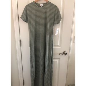 Lularoe xs gray and green stripe Maria